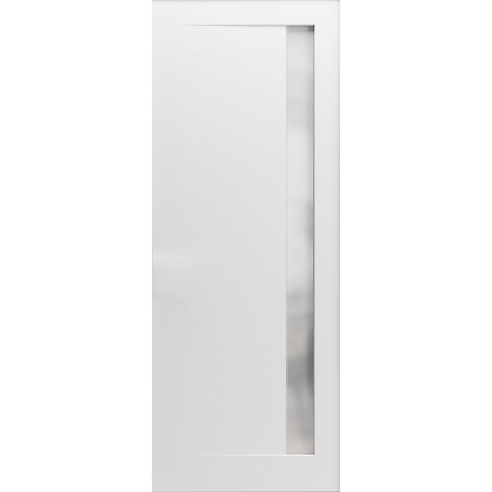 SARTODOORS Slab Barn Door Panel 36 x 96in, Planum 0660 Painted White W/ Frosted Glass, Pocket Closet Sliding PLANUM0660S-BEM-3696